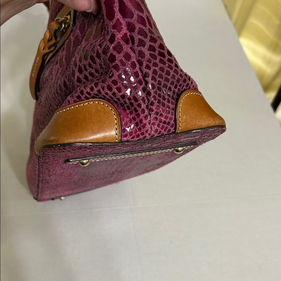 Dooney & Bourne Hobo Bag with Fuchsia Snake Embossed Leather - Picture 14 of 16